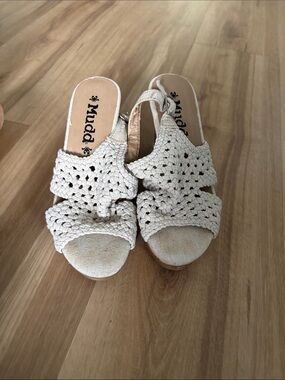 Mudd Cream Woven Slide Mules